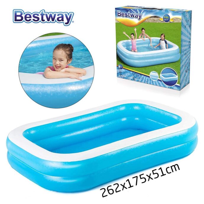 BESTWAY Piscinette Gonflable Bleue Bestway 262 X 175 X 51 Cm حوض السباحة قابل للنفخ بسهولة