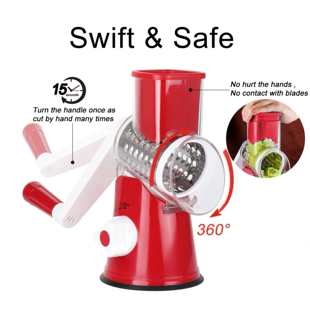 Coupe-légumes rotatif manuel multifonctionnel – الجهاز اليدوي المساعد مبشرة وقطاعة متعددة الاستعمالات للمكسرات والخضار والجبن – Image 8