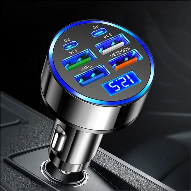 شحن سريع واحد إلى ستة DC 12-24 V entrée numérique chargeur de voiture