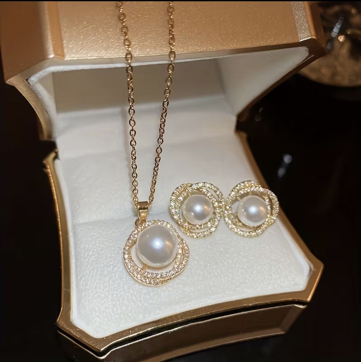 Ensemble de 4 colliers, bagues et boucles d’oreilles en fausses perles de style français élégant et léger - الصورة 6