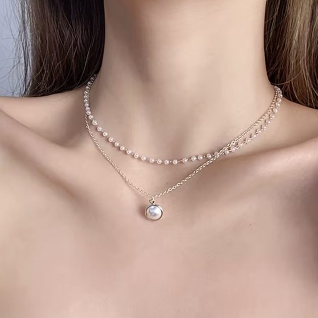 Layered Pearl Necklaces for Women Pearl Choker Necklace for women
