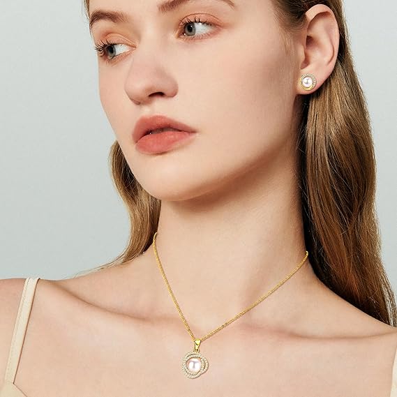 Ensemble de 4 colliers, bagues et boucles d’oreilles en fausses perles de style français élégant et léger - الصورة 4