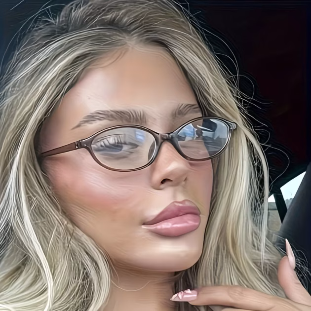 Lunettes De Vue Pour Femmes Cadre Ovale Plat Top Couleur Plain Versatiles Myopie Full Frame PC Lentille Unisexe